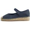 image:imageFEVERSOLE Close Toe Espadrilles Womens Comfort Breathable Ankle Strap Low Heel WedgeNavy Canvas Jute Mary Jane