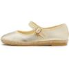 image:imageFEVERSOLE Womens Comfort Espadrilles Mary Jane Close Toe Jute Trim Slip On Flats ShoesGold Vegan Leather Jute Mary