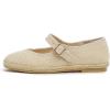 image:imageFEVERSOLE Womens Comfort Espadrilles Mary Jane Close Toe Jute Trim Slip On Flats ShoesNatural Linen Jute Mary