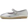 image:imageFEVERSOLE Womens Comfort Espadrilles Mary Jane Close Toe Jute Trim Slip On Flats ShoesSilver Vegan Leather Jute Mary