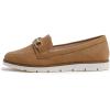image:imageFEVERSOLE Womens Comfort Penny Loafer Geniune Leather Insole Flexible Walking Driving ShoesCamel Vegan Nubuck Leather Golden Buckle
