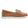 image:imageFEVERSOLE Womens Comfort Penny Loafer Geniune Leather Insole Flexible Walking Driving ShoesCamel Vegan Plain Leather Golden Buckle