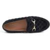 image:imageFEVERSOLE Womens Fashion Comfortable Penny Loafer Buckle Dressy ShoesBlack Velvet Quilted