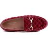 image:imageFEVERSOLE Womens Fashion Comfortable Penny Loafer Buckle Dressy ShoesBurgundy Red Velvet Quilted