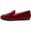 image:imageFEVERSOLE Womens Fashion Comfortable Penny Loafer Buckle Dressy ShoesBurgundy Red Velvet Quilted