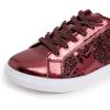 image:imageFEVERSOLE Womens Fashion Lace Up Dress Sneakers Sparkly Party Shiny ShoesBurgundy Glitter Star Laceup 1405
