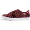 image:imageFEVERSOLE Womens Fashion Lace Up Dress Sneakers Sparkly Party Shiny ShoesBurgundy Glitter Star Laceup 1405