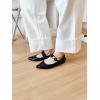 image:imageFEVERSOLE Womens Pointed Mary Jane Shoes Fashion Strap Buckle Slip On FlatsMaryjane Black Patent Rhinestone Buckle