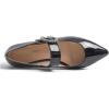 image:imageFEVERSOLE Womens Pointed Mary Jane Shoes Fashion Strap Buckle Slip On FlatsMaryjane Black Patent Rhinestone Buckle