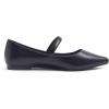 image:imageFEVERSOLE Womens Pointed Mary Jane Shoes Fashion Strap Buckle Slip On FlatsMaryjane Black Vegan Leather Flower Buckle