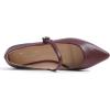 image:imageFEVERSOLE Womens Pointed Mary Jane Shoes Fashion Strap Buckle Slip On FlatsMaryjane Burgundy Vegan Leather Flower Buckle