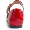 image:imageFEVERSOLE Womens Pointed Mary Jane Shoes Fashion Strap Buckle Slip On FlatsMaryjane Red Patent Rhinestone Buckle