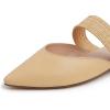image:imageFEVERSOLE Womens Pointed Toe Fashion Mules Low Heel Flats Casual Summer SlideBeige Vegan Leather Raffia Strap