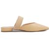 image:imageFEVERSOLE Womens Pointed Toe Fashion Mules Low Heel Flats Casual Summer SlideBeige Vegan Leather Raffia Strap