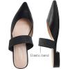 image:imageFEVERSOLE Womens Pointed Toe Fashion Mules Low Heel Flats Casual Summer SlideBlack Vegan Leather Raffia Strap