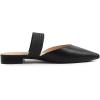 image:imageFEVERSOLE Womens Pointed Toe Fashion Mules Low Heel Flats Casual Summer SlideBlack Vegan Leather Raffia Strap