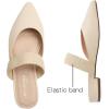 image:imageFEVERSOLE Womens Pointed Toe Fashion Mules Low Heel Flats Casual Summer SlideIvory Vegan Leather Raffia Strap