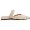 image:imageFEVERSOLE Womens Pointed Toe Fashion Mules Low Heel Flats Casual Summer SlideIvory Vegan Leather Raffia Strap