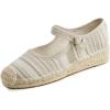image:imageFEVERSOLE Close Toe Espadrilles Womens Comfort Breathable Ankle Strap Low Heel WedgeNatural Stripe Jute Mary Jane