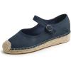 image:imageFEVERSOLE Close Toe Espadrilles Womens Comfort Breathable Ankle Strap Low Heel WedgeNavy Canvas Jute Mary Jane