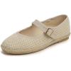 image:imageFEVERSOLE Womens Comfort Espadrilles Mary Jane Close Toe Jute Trim Slip On Flats ShoesNatural Linen Jute Mary