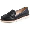 image:imageFEVERSOLE Womens Comfort Penny Loafer Geniune Leather Insole Flexible Walking Driving ShoesBlack Vegan Plain Leather