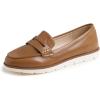 image:imageFEVERSOLE Womens Comfort Penny Loafer Geniune Leather Insole Flexible Walking Driving ShoesCamel Vegan Plain Leather