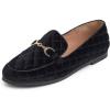 image:imageFEVERSOLE Womens Fashion Comfortable Penny Loafer Buckle Dressy ShoesBlack Velvet Quilted