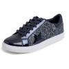 image:imageFEVERSOLE Womens Fashion Lace Up Dress Sneakers Sparkly Party Shiny ShoesNight Blue Glitter Star Laceup 1405