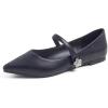 Maryjane Black Vegan Leather Flower Buckle