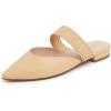image:imageFEVERSOLE Womens Pointed Toe Fashion Mules Low Heel Flats Casual Summer SlideBeige Vegan Leather Raffia Strap
