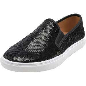 image:imageFEVERSOLE Womens Fashion Sparkle Sequin Embellished Sneaker Party Holiday Casual ShoesBlack Sequin