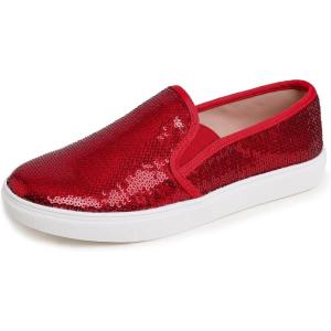 image:imageFEVERSOLE Womens Fashion Sparkle Sequin Embellished Sneaker Party Holiday Casual ShoesRed Sequin Slip on