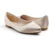 image:imageFEVERSOLE Womens Fashion Pointed Toe Classic Dressy Silky Shiny Comfort Cushioned FlatsBeige Satin