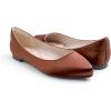 image:imageFEVERSOLE Womens Fashion Pointed Toe Classic Dressy Silky Shiny Comfort Cushioned FlatsBrown Satin