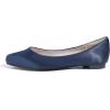 image:imageFEVERSOLE Womens Fashion Pointed Toe Classic Dressy Silky Shiny Comfort Cushioned FlatsDark Blue Satin