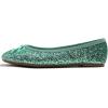 image:imageFEVERSOLE Womens Macaroon Colorful Memory Foam Cushion Insock Patent Ballet FlatGlitter Jade Green