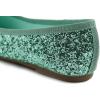 image:imageFEVERSOLE Womens Macaroon Colorful Memory Foam Cushion Insock Patent Ballet FlatGlitter Jade Green