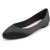 image:imageFEVERSOLE Womens Fashion Pointed Toe Classic Dressy Silky Shiny Comfort Cushioned FlatsBlack Satin