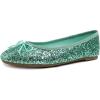 image:imageFEVERSOLE Womens Macaroon Colorful Memory Foam Cushion Insock Patent Ballet FlatGlitter Jade Green
