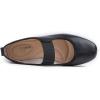 image:imageFEVERSOLE Womens Cushion Padded Comfort Square Toe Soft Mary Jane Dressy Elastic Strap Easy Slip on Work Office FlatsSq Black Vegan Elastic Mary Jane
