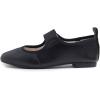 image:imageFEVERSOLE Womens Cushion Padded Comfort Square Toe Soft Mary Jane Dressy Elastic Strap Easy Slip on Work Office FlatsSq Black Vegan Elastic Mary Jane