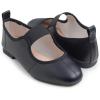 image:imageFEVERSOLE Womens Cushion Padded Comfort Square Toe Soft Mary Jane Dressy Elastic Strap Easy Slip on Work Office FlatsSq Black Vegan Elastic Mary Jane
