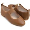 image:imageFEVERSOLE Womens Cushion Padded Comfort Square Toe Soft Mary Jane Dressy Elastic Strap Easy Slip on Work Office FlatsSq Camel Vegan Elastic Mary Jane