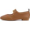 image:imageFEVERSOLE Womens Cushion Padded Comfort Square Toe Soft Mary Jane Dressy Elastic Strap Easy Slip on Work Office FlatsSq Camel Vegan Elastic Mary Jane