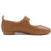 image:imageFEVERSOLE Womens Cushion Padded Comfort Square Toe Soft Mary Jane Dressy Elastic Strap Easy Slip on Work Office FlatsSq Camel Vegan Elastic Mary Jane