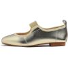 image:imageFEVERSOLE Womens Cushion Padded Comfort Square Toe Soft Mary Jane Dressy Elastic Strap Easy Slip on Work Office FlatsSq Gold Vegan Elastic Mary Jane