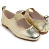 image:imageFEVERSOLE Womens Cushion Padded Comfort Square Toe Soft Mary Jane Dressy Elastic Strap Easy Slip on Work Office FlatsSq Gold Vegan Elastic Mary Jane