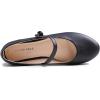 image:imageFEVERSOLE Womens Mary Jane Fashion Round Toe Low Heel Slip On Flats Black Vegan Leather Flat Heel Size 10 M US