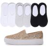 image:imageFEVERSOLE Womens Fashion SlipOn Sneaker Loafers Gold 65 M US Bound with No Show Socks Women Ankle Low Cut Thin Socks 3 Colors 6 Pairs